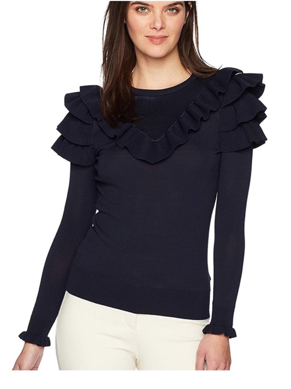 Ted Baker Sweater Ruffle Navy Blue 0